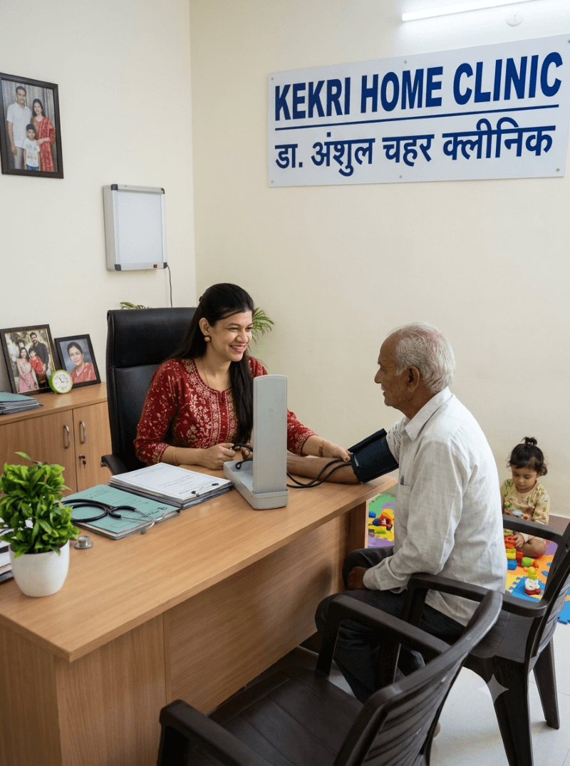 Dr. Anshul Chahar's consultation room in Kekri, Ajmer