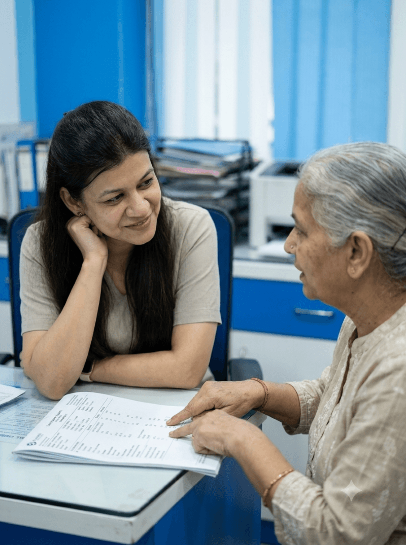 Dr. Anshul Chahar in consultation with a patient at her clinic