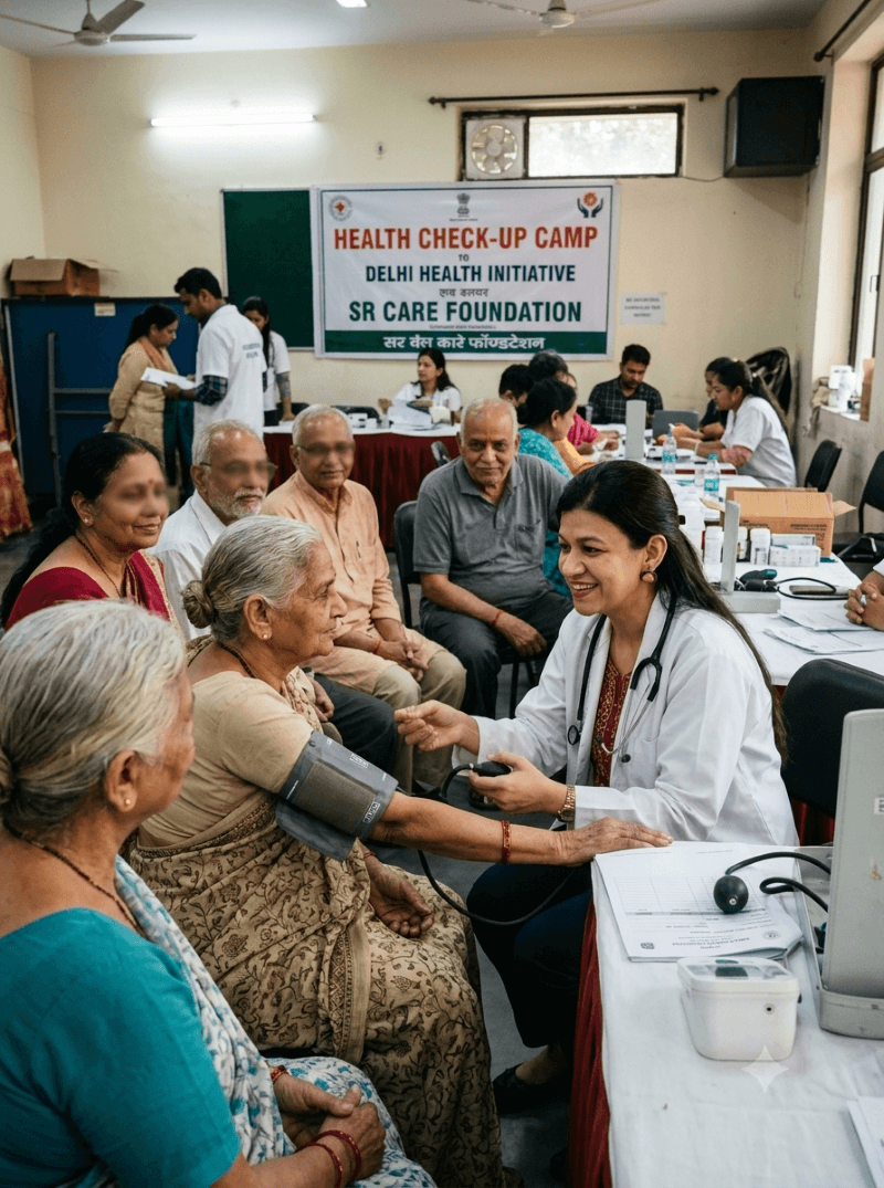 Dr. Anshul Chahar conducting a community health awareness camp